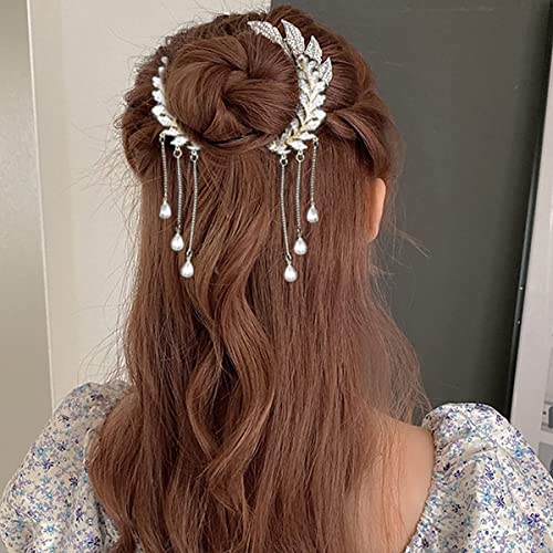 SANNIDHI Hair Clips for Women Stylish Butterfly Pearl Tassel Hair Clip for Girls Hair Clutcher Hairpins, Metal Trendy Hair Accessories (White-B) SANNIDHI Hair Clips for Women Stylish Butterfly Pearl Tassel Hair Clip for Girls Hair Clutcher Hairpins, Metal Trendy Hair Accessories (White-B)